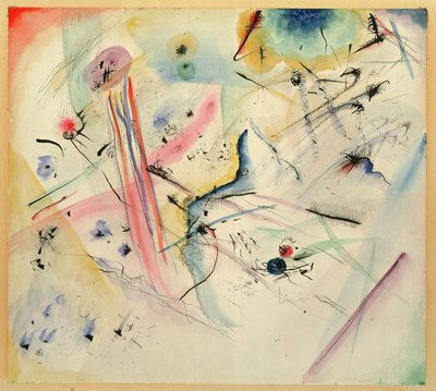 Compositie met rode en blauwe strepen door Wassily Kandinsky